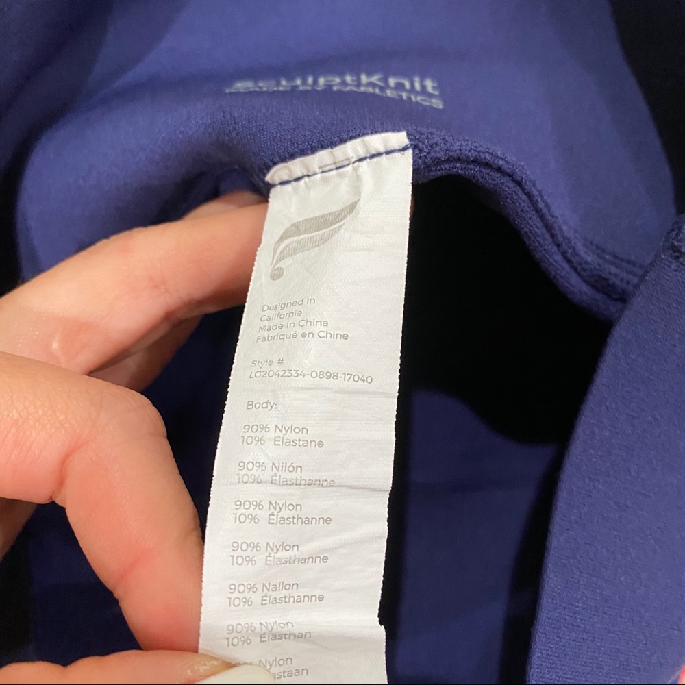 Fabletics Navy sculptknit Leggings with Orange Pocket Medium regular length - Picture 8 of 8